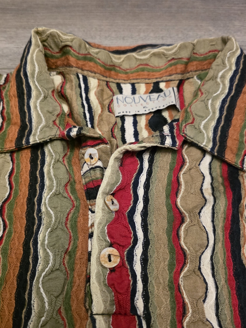 COOGI Multicolor Striped Long Sleeve Button-Down Shirt - Red, Green, Black, Tan - Picture 11 of 11